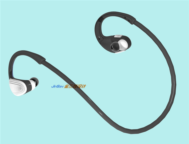 颈挂式运动耳机ID外观设计，后挂式耳机造型,结构设计